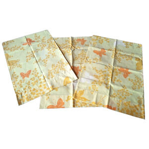 VTG 70s Springmaid Orange Yellow Mariposa Butterfly Standard Pillowcase SET of 3